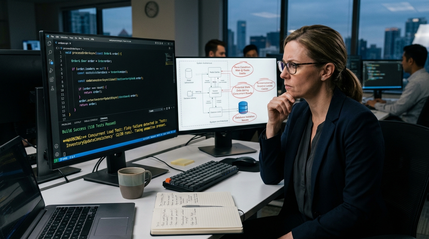 Обложка статьи: Почему AI-код часто выглядит правильным, но ломается после релиза